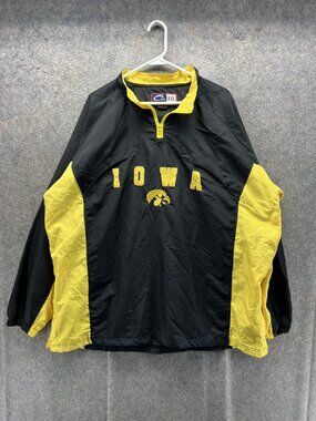Iowa Hawkeyes Jacket Mens 2XL Black Yellow NCAA Football Cadre 1/4 Zip Pullover